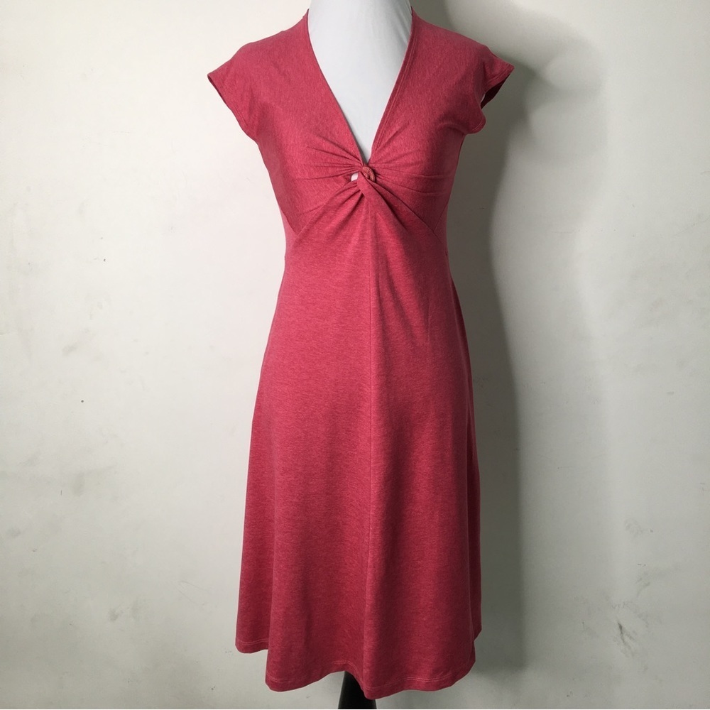 Patagonia Women’s Red Pink V Neck Short Sleeve Twisted Front Dress Size XS